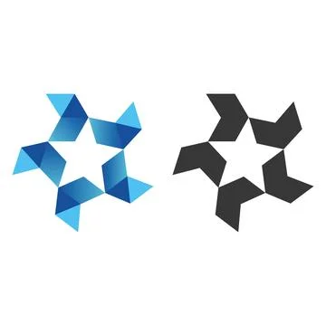 3D blue star logo vector pro symbol design Stock Illustration