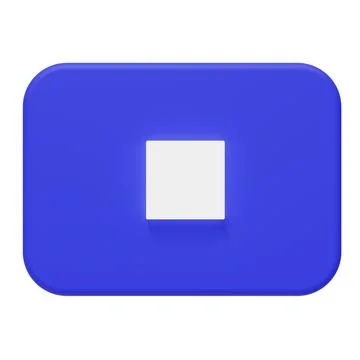 3D Blue Stop Button Icon. Isolated on white background. 3d rendering. Stock Illustration