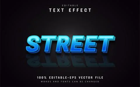 3d blue street text effect Stock Illustration