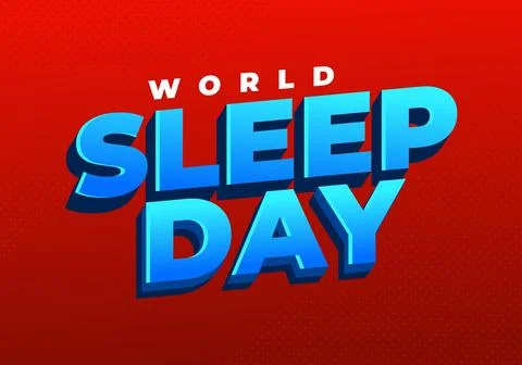 3D blue text sleep day with small world on red dotted gradient background, .. Stock Illustration
