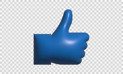 3D blue thumbs up hand gesture for approval and success. Digital like icon .. Stock Illustration