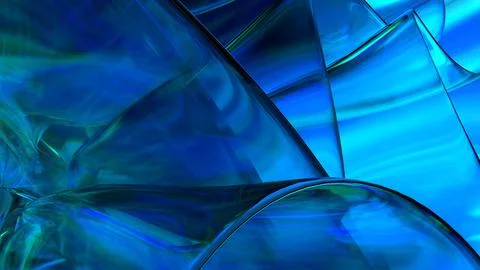 3D blue translucent abstract wave wallpaper background. Shiny curved organi.. Illustrazione stock