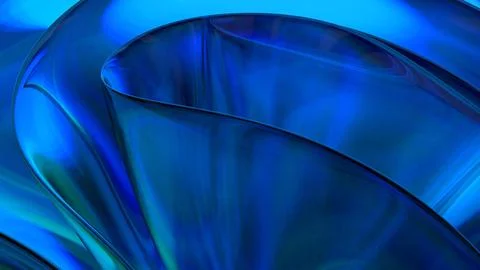 3D blue translucent abstract wave wallpaper background. Shiny curved organi.. Stockillustratie