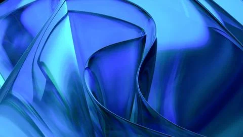 3D blue translucent abstract wave wallpaper background. Shiny curved organi.. Stockillustratie