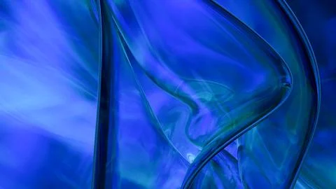3D blue translucent abstract wave wallpaper background. Shiny curved organi.. イラスト素材