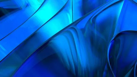 3D blue translucent abstract wave wallpaper background. Shiny curved organi.. Stockillustratie