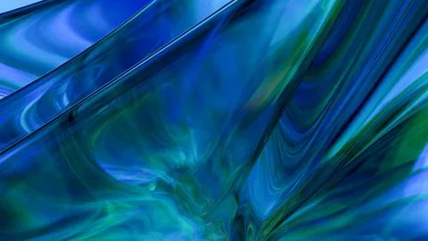 3D blue translucent abstract wave wallpaper background. Shiny curved organi.. Stockillustratie
