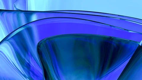 3D blue translucent abstract wave wallpaper background. Shiny curved organi.. Stock-Illustration