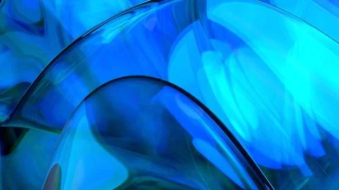 3D blue translucent abstract wave wallpaper background. Shiny curved organi.. Illustrazione stock