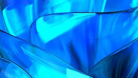 3D blue translucent abstract wave wallpaper background. Shiny curved organi.. イラスト素材