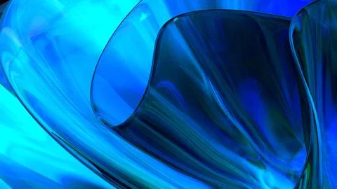3D blue translucent abstract wave wallpaper background. Shiny curved organi.. Stockillustratie