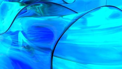 3D blue translucent abstract wave wallpaper background. Shiny curved organi.. Illustrazione stock