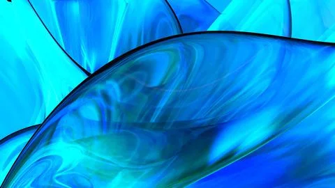 3D blue translucent abstract wave wallpaper background. Shiny curved organi.. Stockillustratie