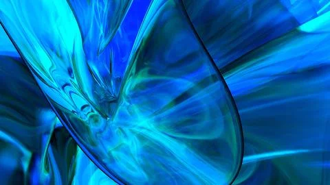 3D blue translucent abstract wave wallpaper background. Shiny curved organi.. Illustrazione stock