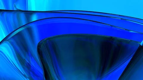 3D blue translucent abstract wave wallpaper background. Shiny curved organi.. Stockillustratie