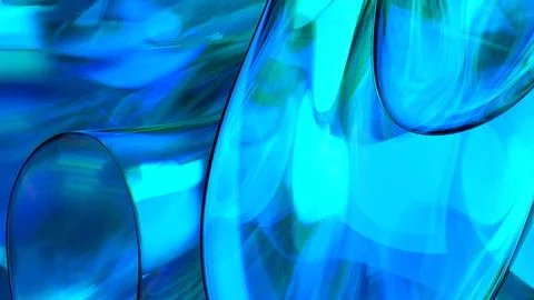 3D blue translucent abstract wave wallpaper background. Shiny curved organi.. イラスト素材