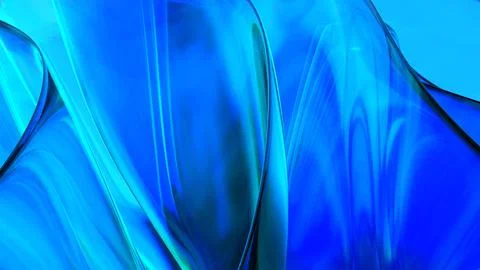 3D blue translucent abstract wave wallpaper background. Shiny curved organi.. Stockillustratie