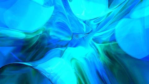 3D blue translucent abstract wave wallpaper background. Shiny curved organi.. Illustrazione stock