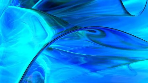 3D blue translucent abstract wave wallpaper background. Shiny curved organi.. Stockillustratie