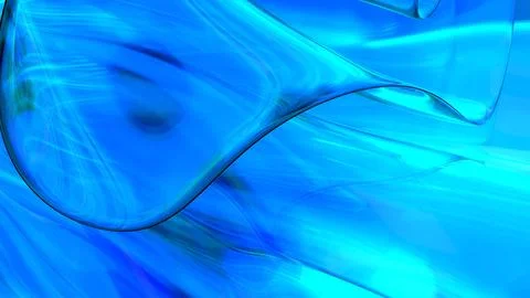 3D blue translucent abstract wave wallpaper background. Shiny curved organi.. Stockillustratie