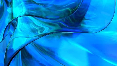 3D blue translucent abstract wave wallpaper background. Shiny curved organi.. Stockillustratie