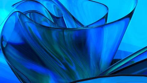 3D blue translucent abstract wave wallpaper background. Shiny curved organi.. Stockillustratie