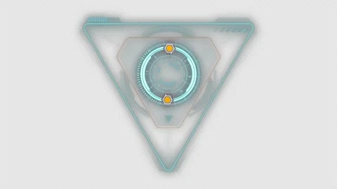 3D Blue triangle and circle rotation with HUD UI technology interface Stock Footage 201428662