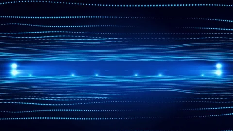 3D Blue Virtual Hologram Waves Environment Motion Background Backdrop Stock Footage