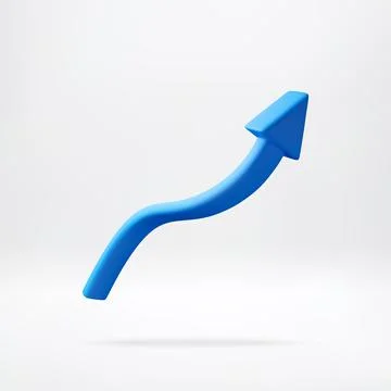 3D Blue wavy arrow pointing upward イラスト素材