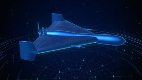 3D Blue Wireframe Delta-Wing Drone Mesh for Defense and Tech Visuals 動画素材 333633122