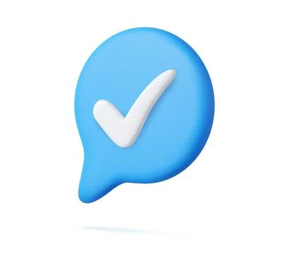 3d Blue yes check mark icon symbol or tick ok correct button 스톡 일러스트