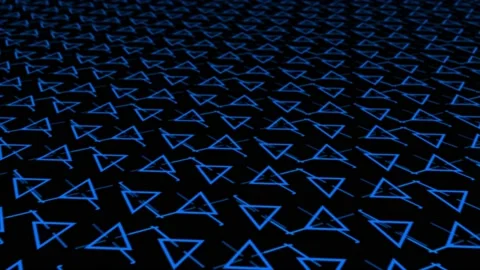 3D blurry rotating and repeating blue color triangular shape background Stock Footage 204724352