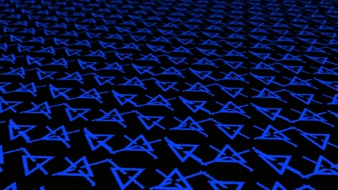 3D blurry rotating and repeating color changing triangular shape background Video stock 204724389