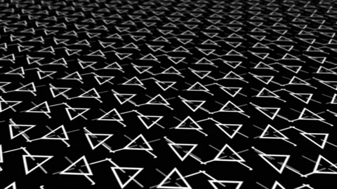 3D blurry rotating and repeating white color triangular shape background Stock Footage 204724391