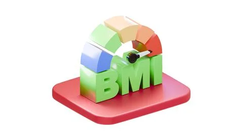3D BMI chart symbol with red base isolated on white background Stock Illustration