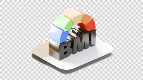 3D BMI colorful classification chart with gray base isolated transparent Stock Illustration