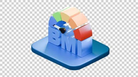3D BMI colorful scale chart with blue base, isolated on transparent backgroun Stock Illustration
