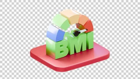 3D BMI gauge with red platform isolated on transparent background Stock Illustration