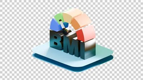 3D BMI scale with teal platform isolated transparent Stock Illustration