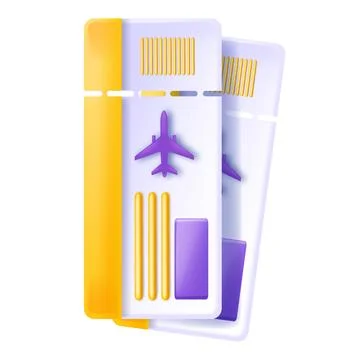 3D boarding pass vector icon, plane ticket travel design, airplane flight 스톡 일러스트