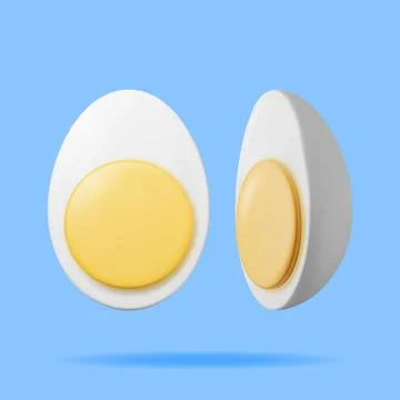 3D Boiled Eggs Cut into Half Stock Illustration