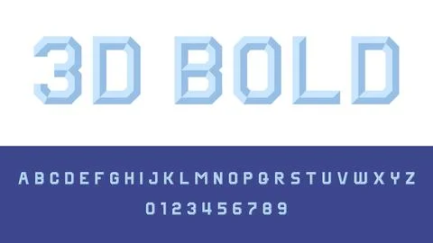 3D Bold Font Vector Alphabet Typography Design Stock Illustration