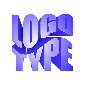 3D bold gradient typography with word logotype in blue and violet colors on Stock Illustration