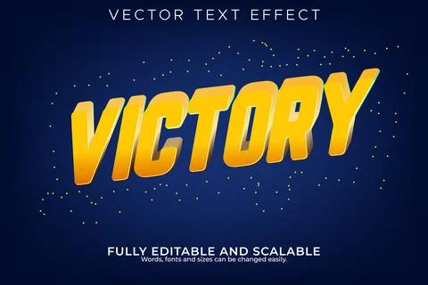 3D Bold Victory Editable Text Effect Sports Champion Typography Template 스톡 일러스트