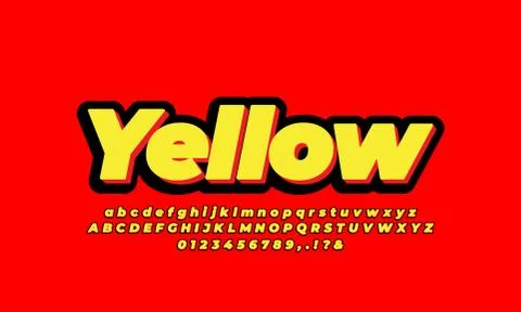 3d bold yellow  black text effect or font effect design modern Stock Illustration