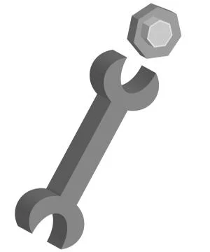 3D Bolt with key isolated on white background. Industrial tools. Stock Illustration