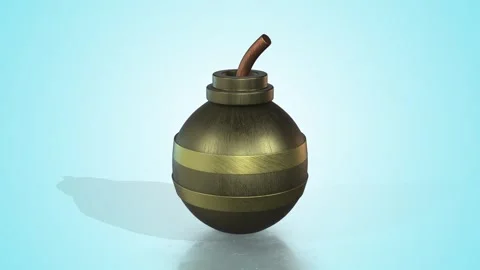 3D Bomb Icon on a Reflective Floor. Explosive 3D Animation. War. Crimes. 4K Stock Footage 287368674
