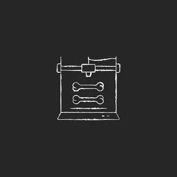 3d bone models printing chalk white icon on dark background 스톡 일러스트