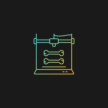 3d bone models printing gradient vector icon for dark theme 스톡 일러스트