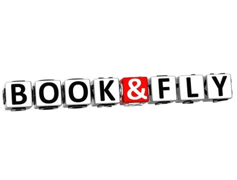 3d book and fly button click here block text Illustrazione stock